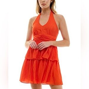 BCX Orange Halter Dress, Size XL - NWT